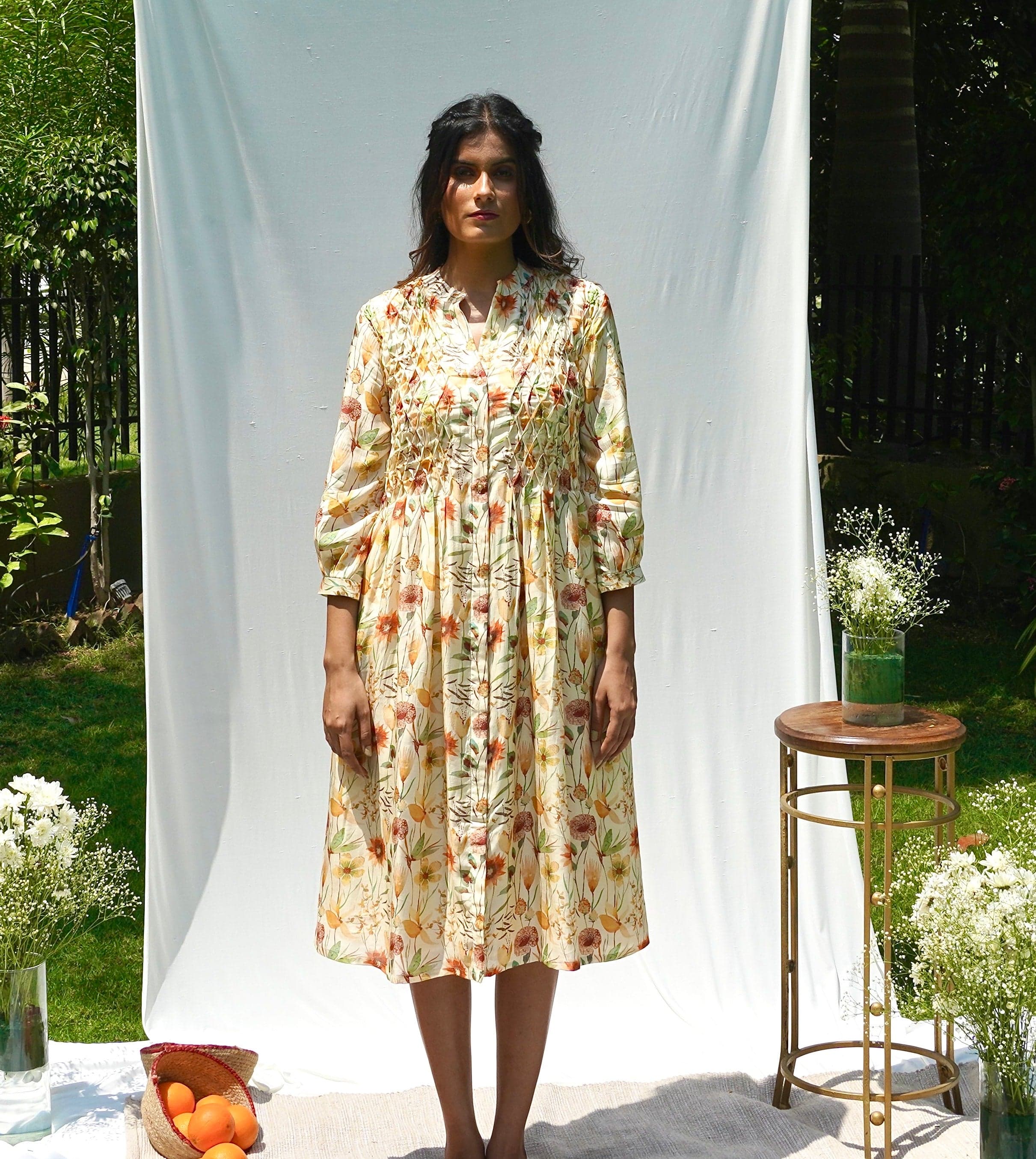 Beige Printed Summer Dress — view 1