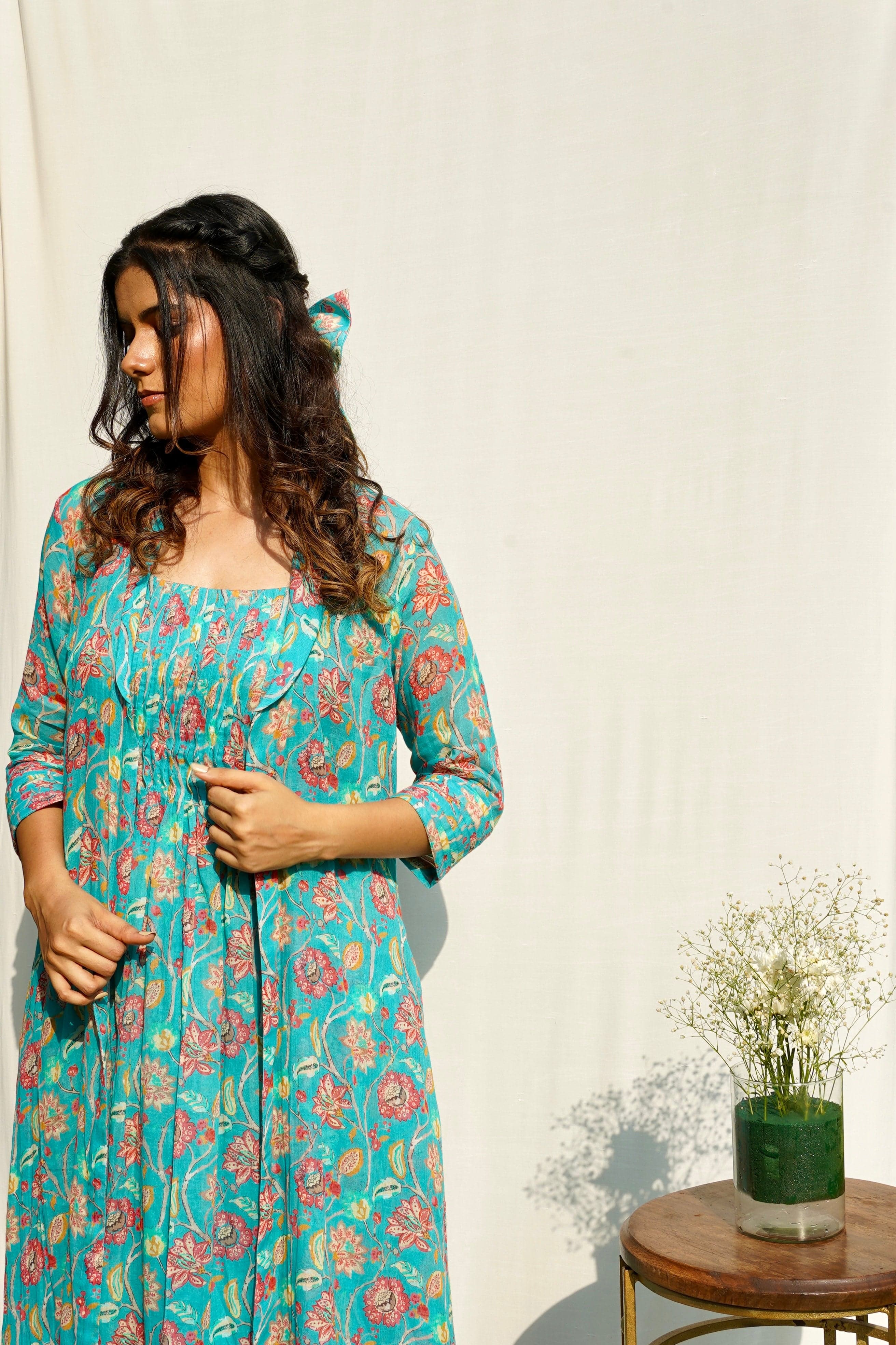 Blue Printed Mul Dress — view 1