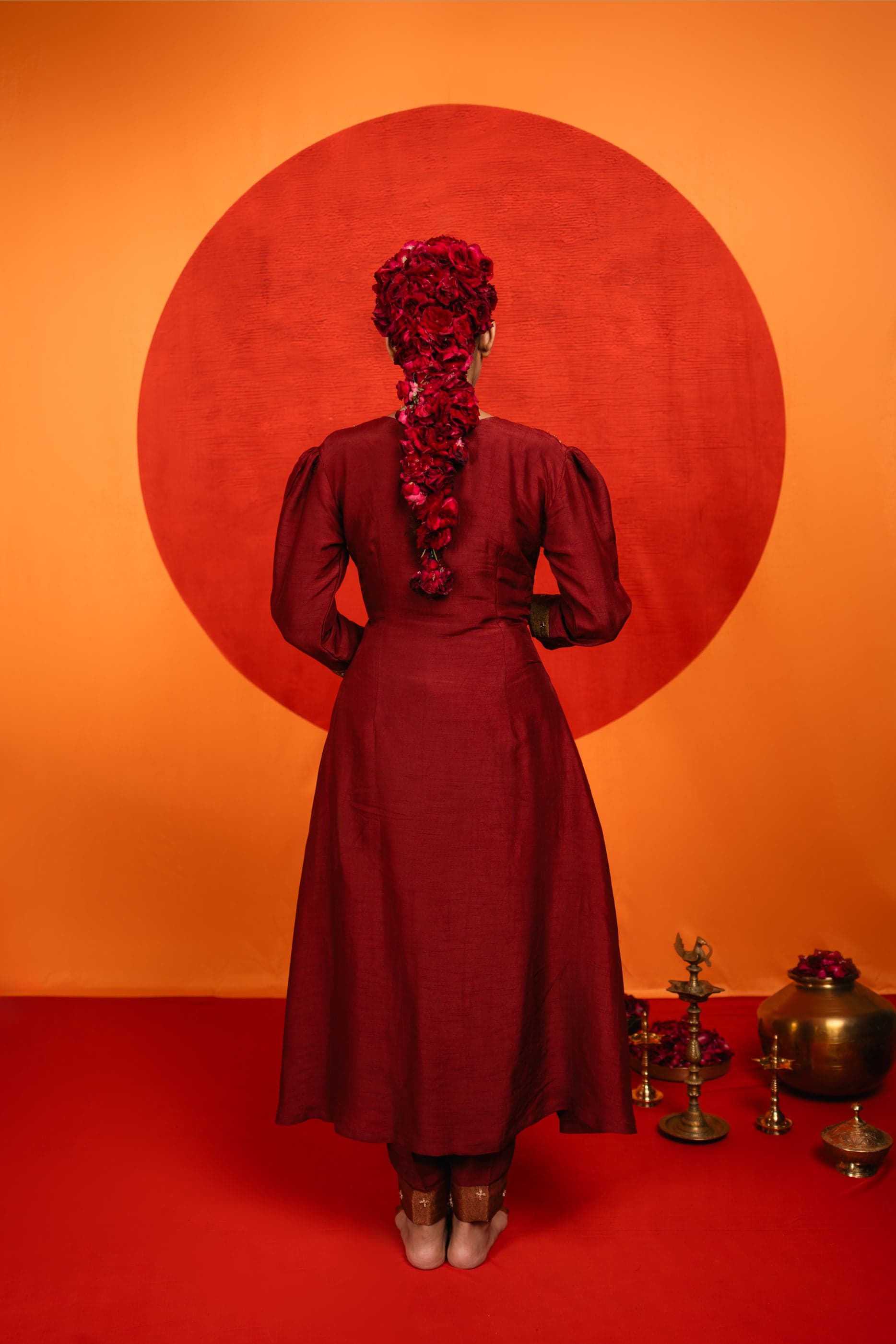 Craftsmanship detail — Maroon A-line Kurta Set