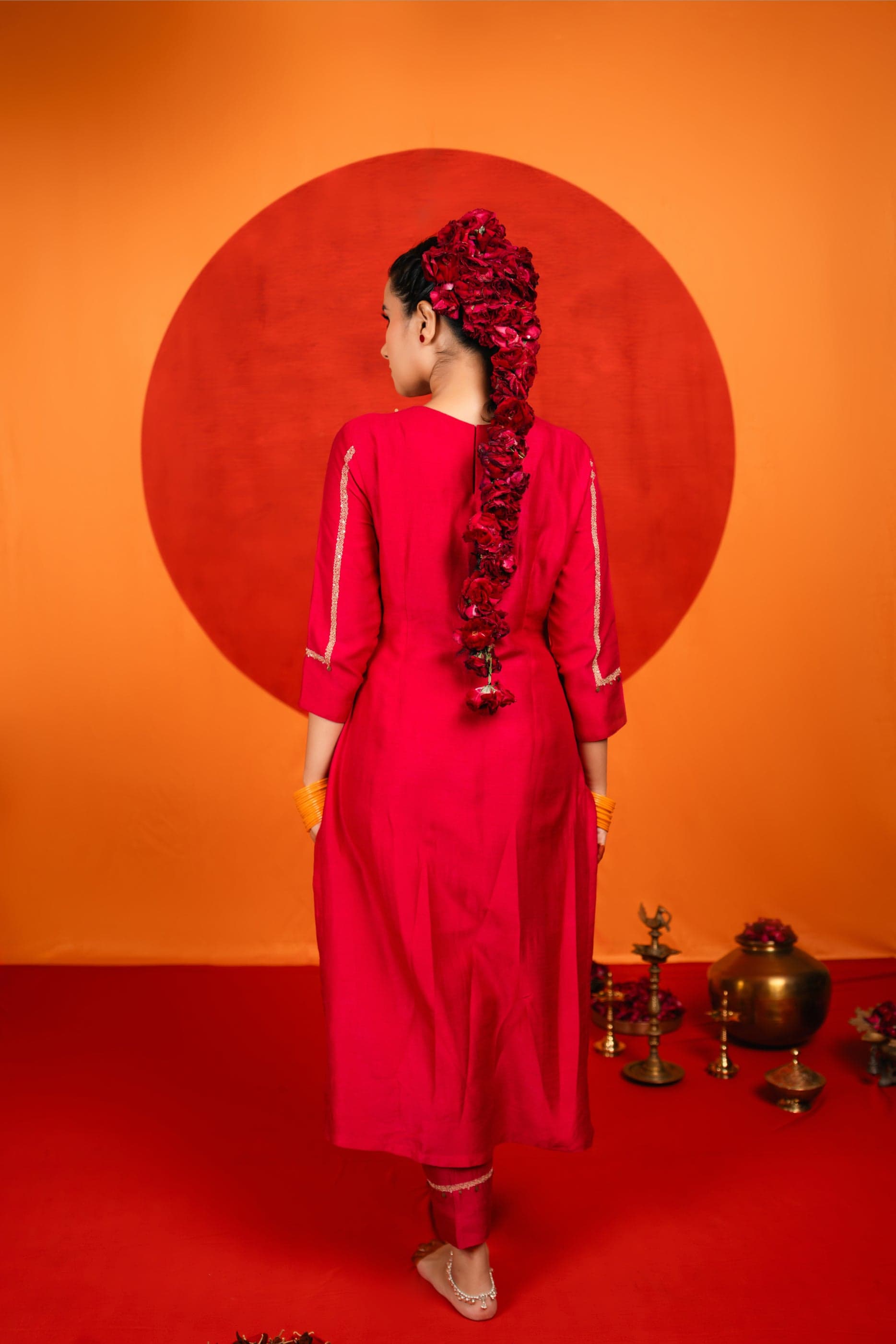 Craftsmanship detail — Pink Embroidered Kurta Set