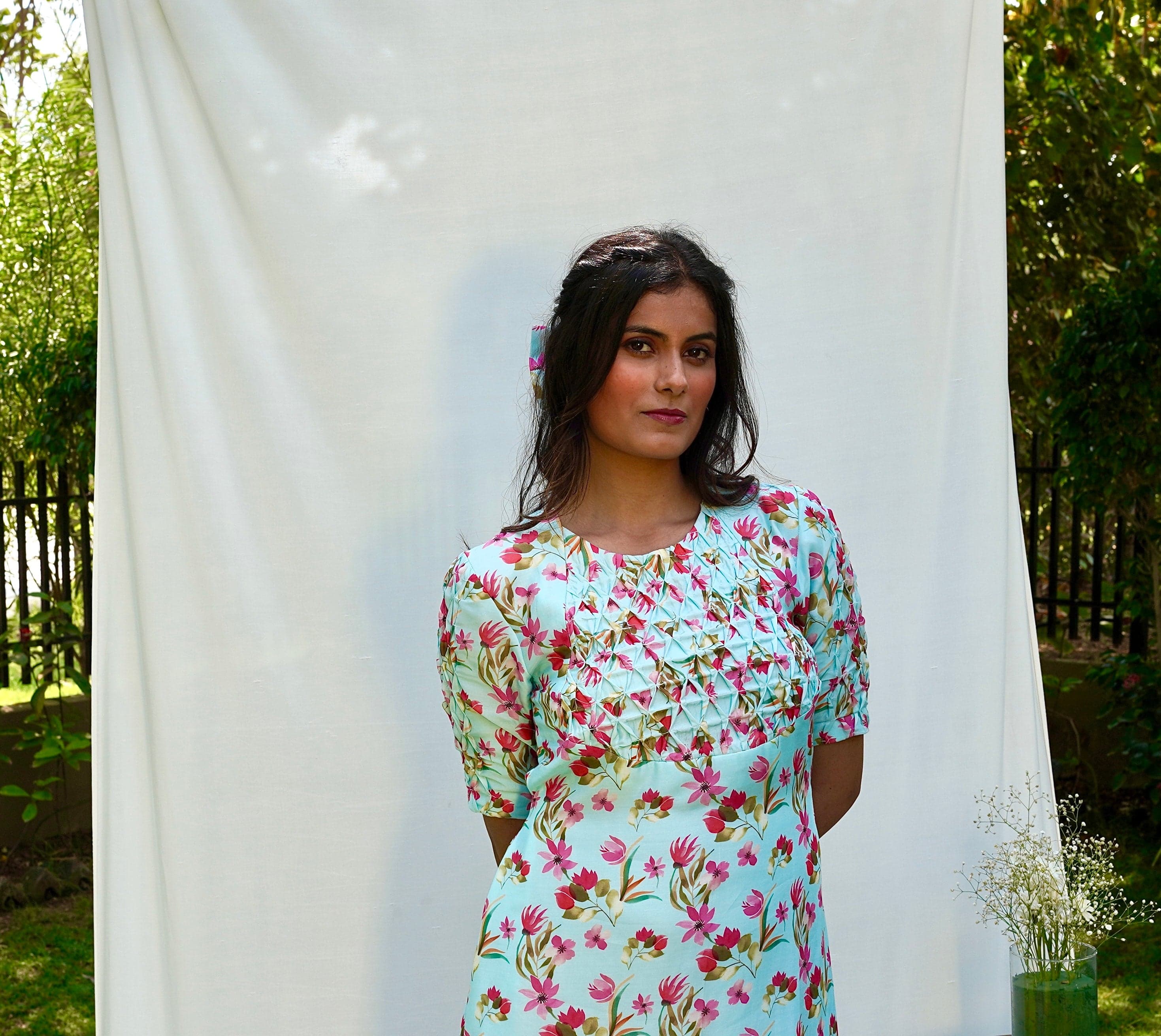 Craftsmanship detail — Powder Blue Printed Summer Dress