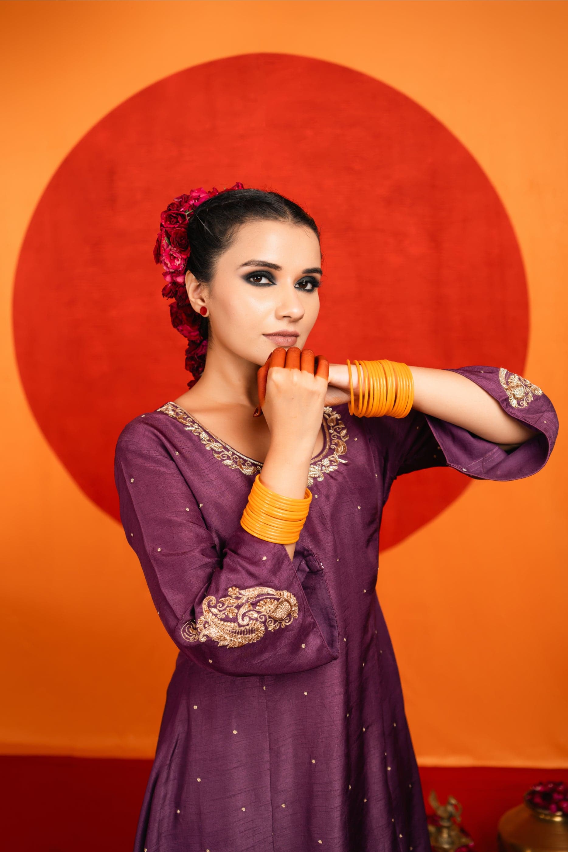 Craftsmanship detail — Purple A-line Kurta Set